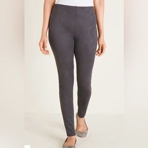 NWT Chico’s Faux Suede Leggings Black 4R 20R Fitted Slimming Flattering